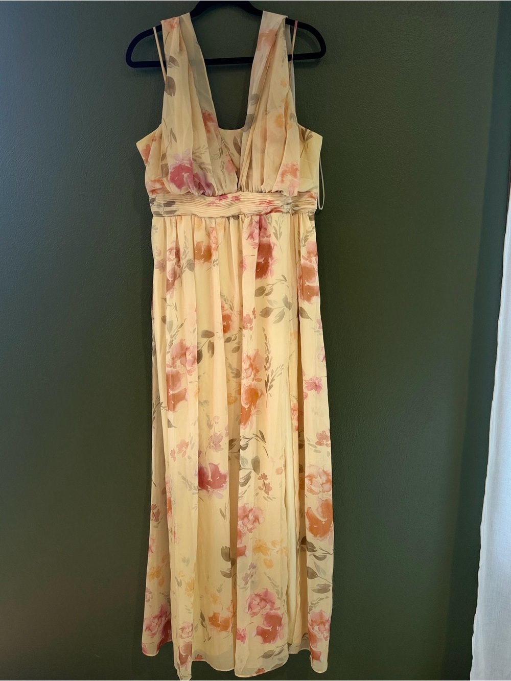 Birdy Grey Pale Yellow Convertible Maxi Dress with Pink & Orange Floral